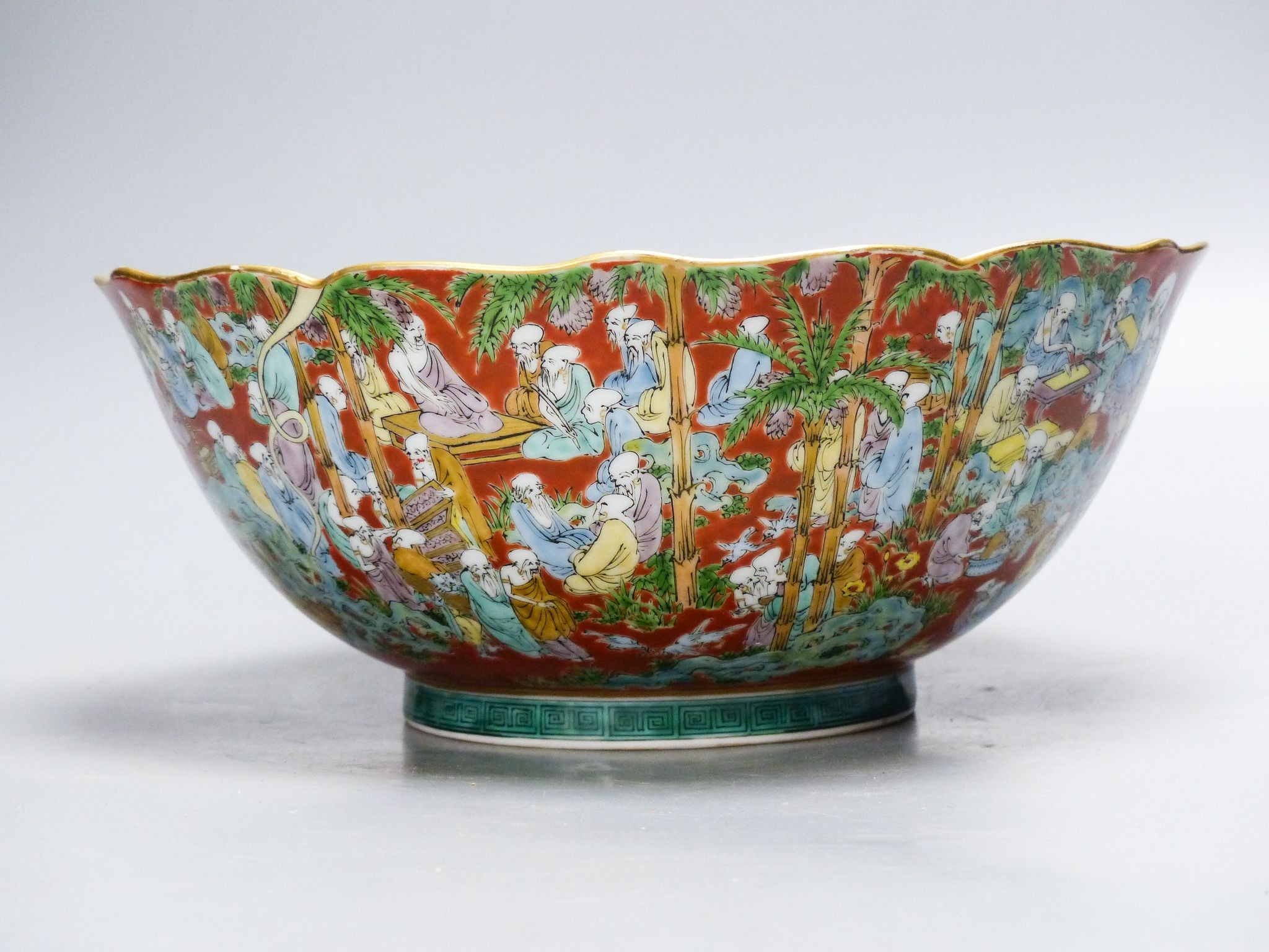 A Japanese Kutani porcelain bowl, Meiji period, 25.5 cm diameter